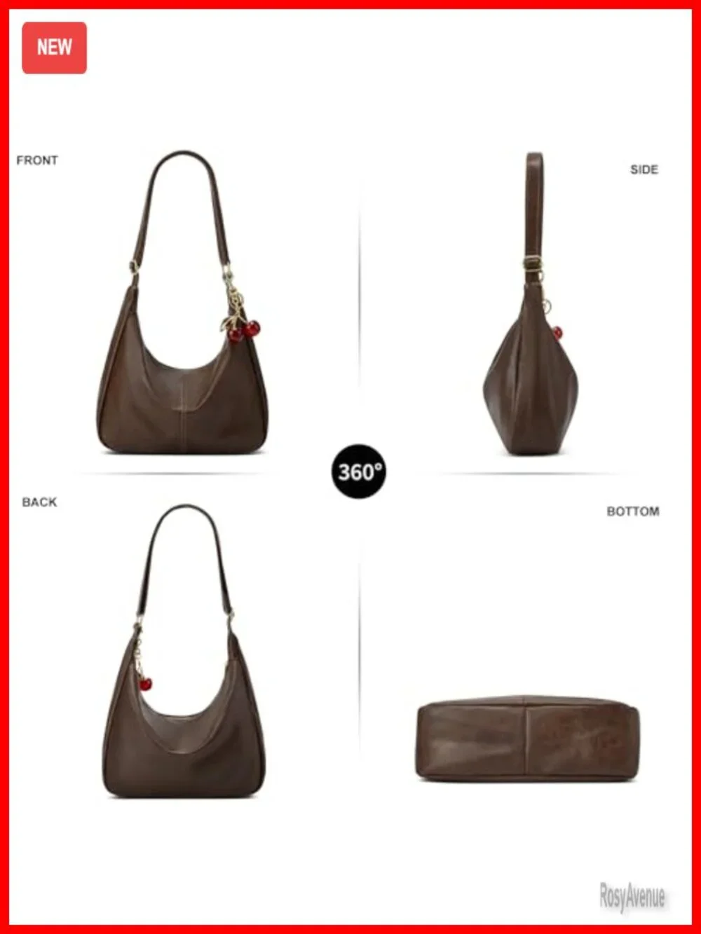 Vegan Leather Foldable Slouchy Hobo Bag Crossbody Shoulder Tote Handbag